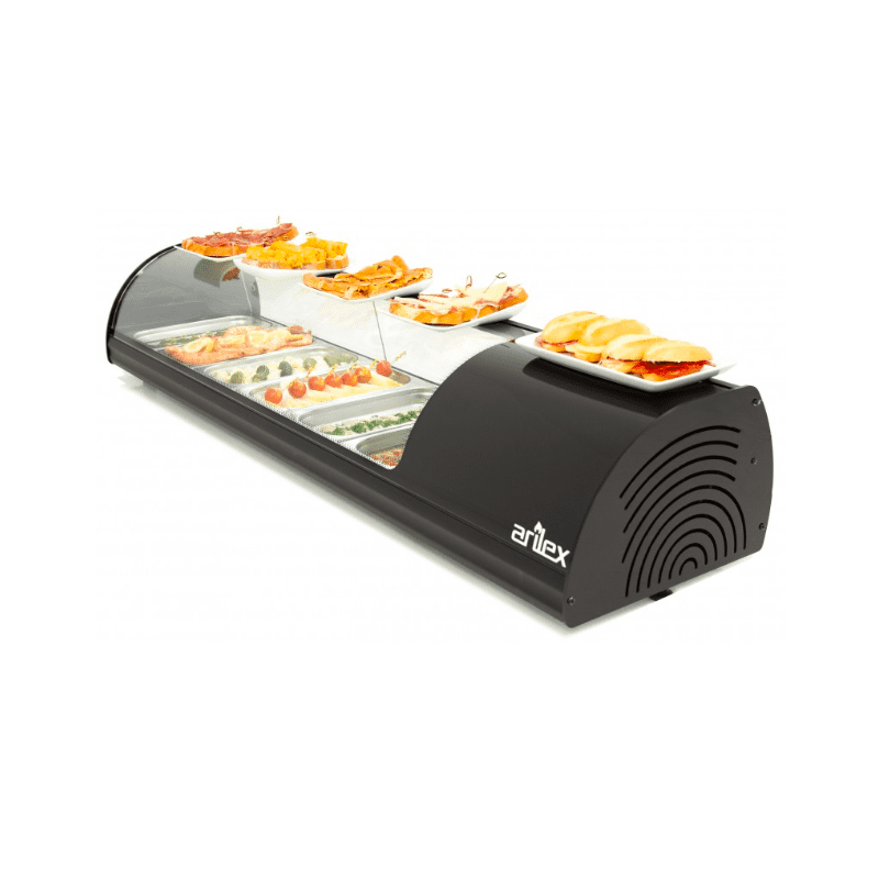 Vitrina Refrigerada De Tapas frias 6 Bandejas GN1/3 Color Negro Vitrina Refrigerada De Tapas frias 6 Bandejas GN1/3 Color Negro